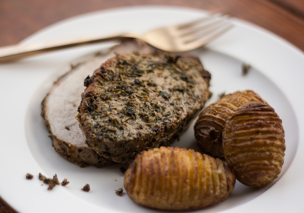 Herb and Spice Crusted Pork with Roasted Potatoes